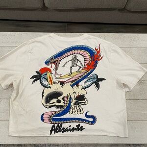 All Saints Cropped Snakepit Tshirt Graphic Print Oversized Festival Statement